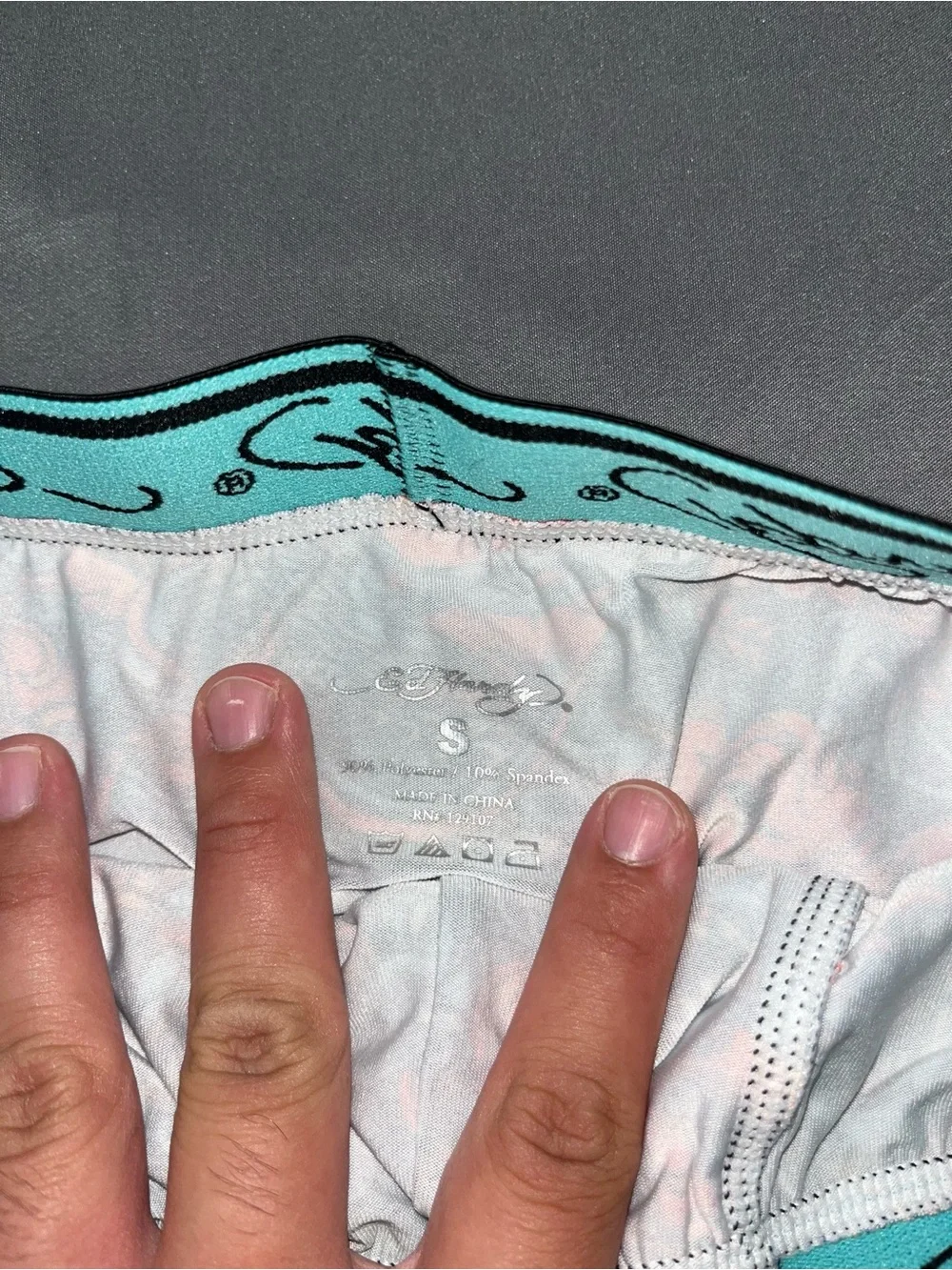 Ed Hardy Black Boxer Briefs with Red & Teal Graphic Print